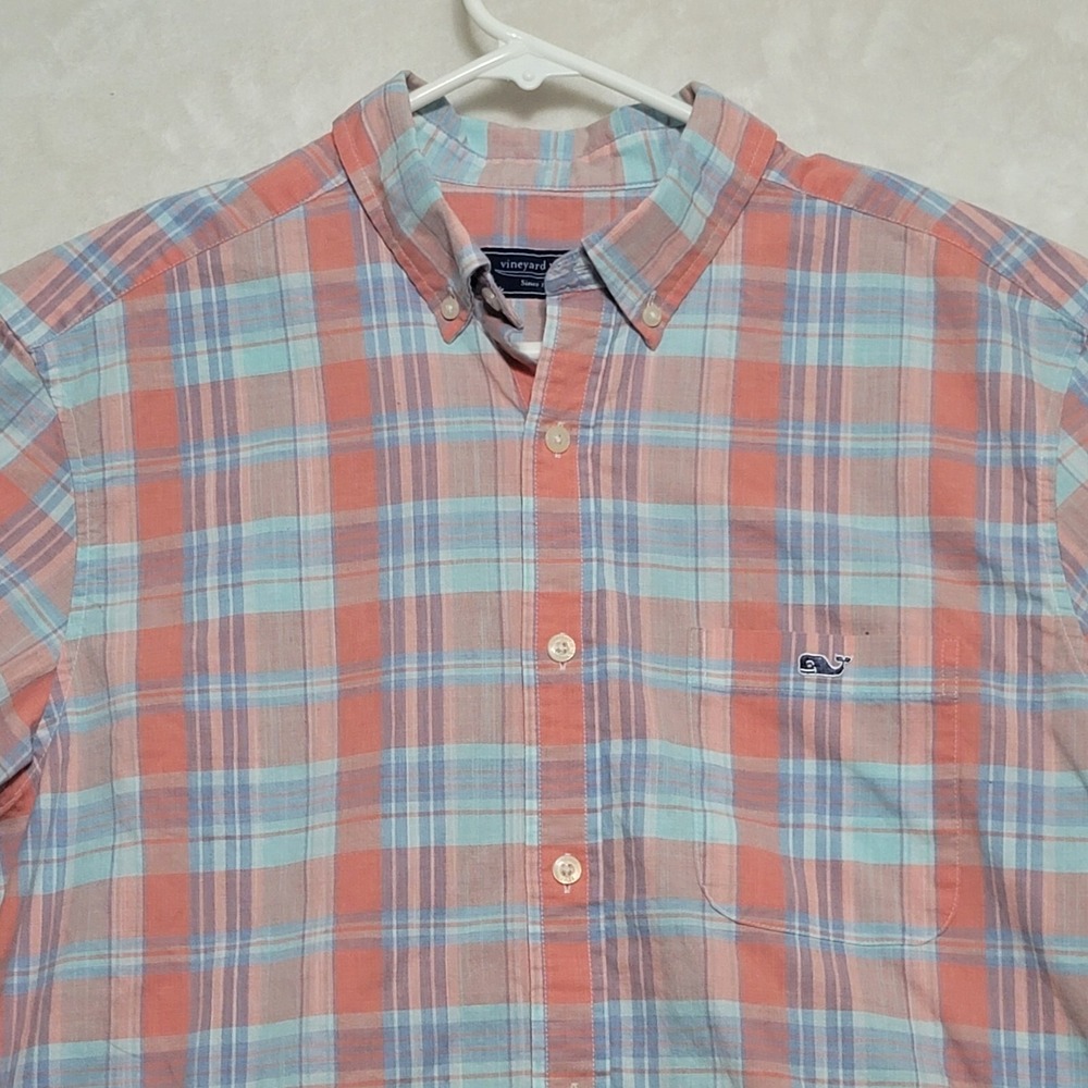Vineyard Vines Mens Button Down Shirt Sz L Large Tartan Plaid Long Sleeve Dress